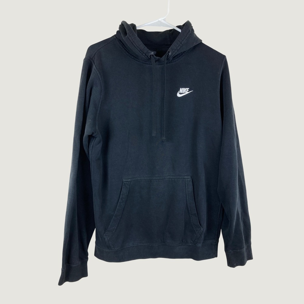 Nike Hoodie Men Small Black Sportswear Club Fleece Pullover Logo Athletic Fall